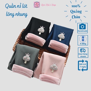 Quần legging lót lông nhung Quảng châu siêu ấm cho bé gái 9-28kg
