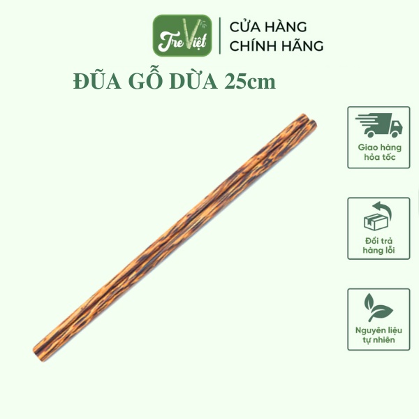 Đũa gỗ dừa loại 1 - Đũa gỗ dừa tự nhiên không sơn hoá chất - Coconut Wooden Chopsticks