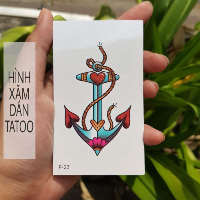 Hình xăm mỏ neo p22. Xăm dán tatoo mini tạm thời, size &lt;10x6cm