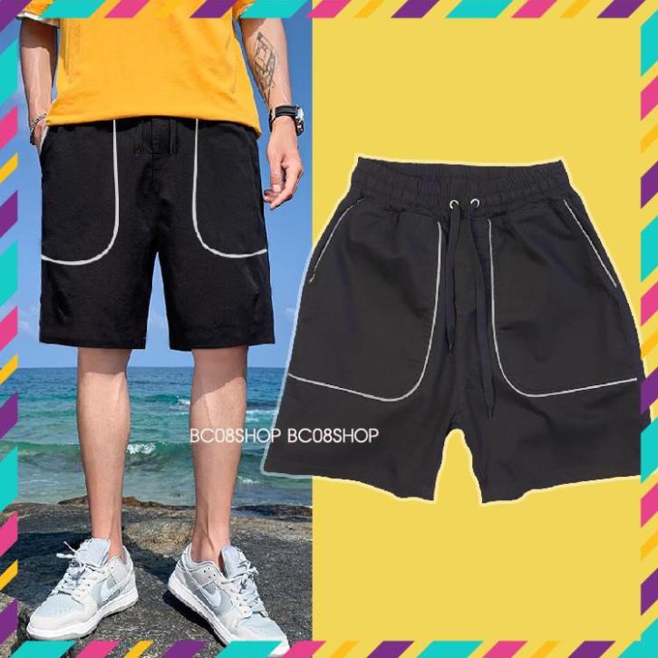 Quần Short Nam KaKi Đen Túi Phản Quang Phong Cách Ulzzang Unisex new 2023