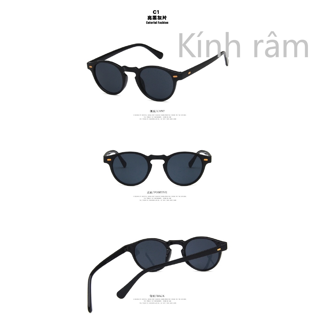 Kính mát tròn gọng kim loại cao cấp cho nam