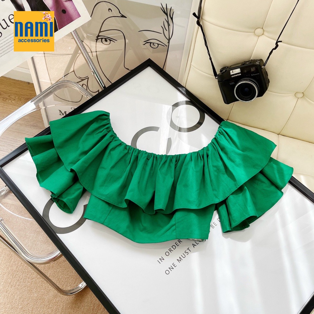 ( HÀNG CHUẨN ĐẸP ) Áo trễ vai bèo tầng dáng croptop mix match gì cũng xinh xắn Nanami - ATNU054