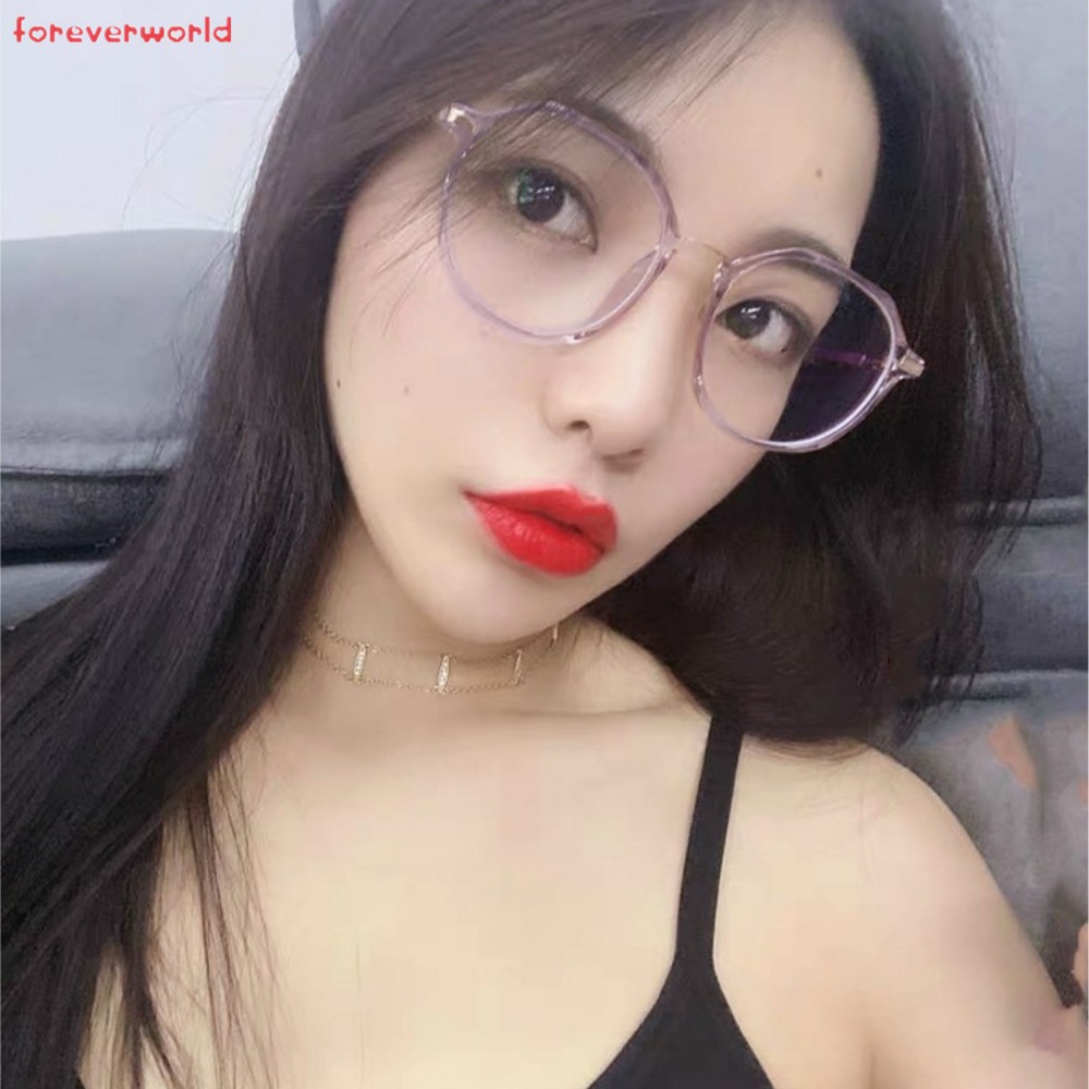 Chống ánh sáng xanh Kính mắt gọng đa giác phong cách retro Hàn Quốc thời trang dành cho nữ Với kính cận thị
