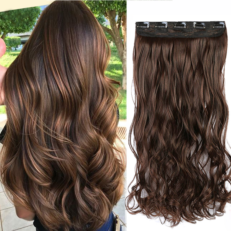 Kẹp tóc giả nối dài xoăn gợn sóng Wigsin 5 kẹp cho nữ