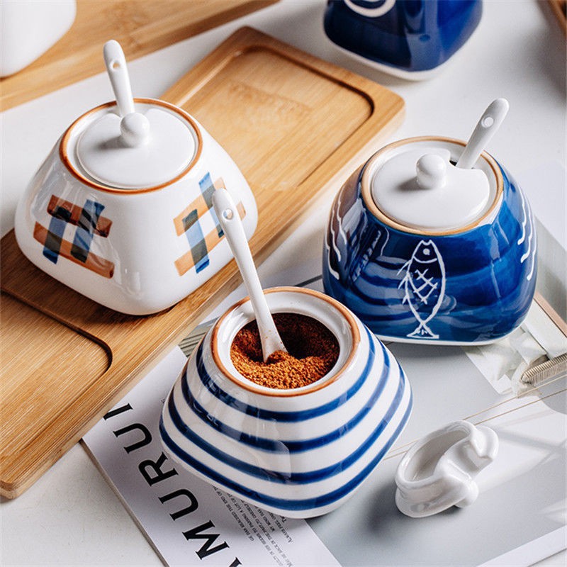 Lọ Đựng Gia Vị Nhà Bếp, Hũ Đựng Gia Vị Bằng Sứ Có Nắp Mẫu Mã Đa Dạng Hàng Cao Cấp