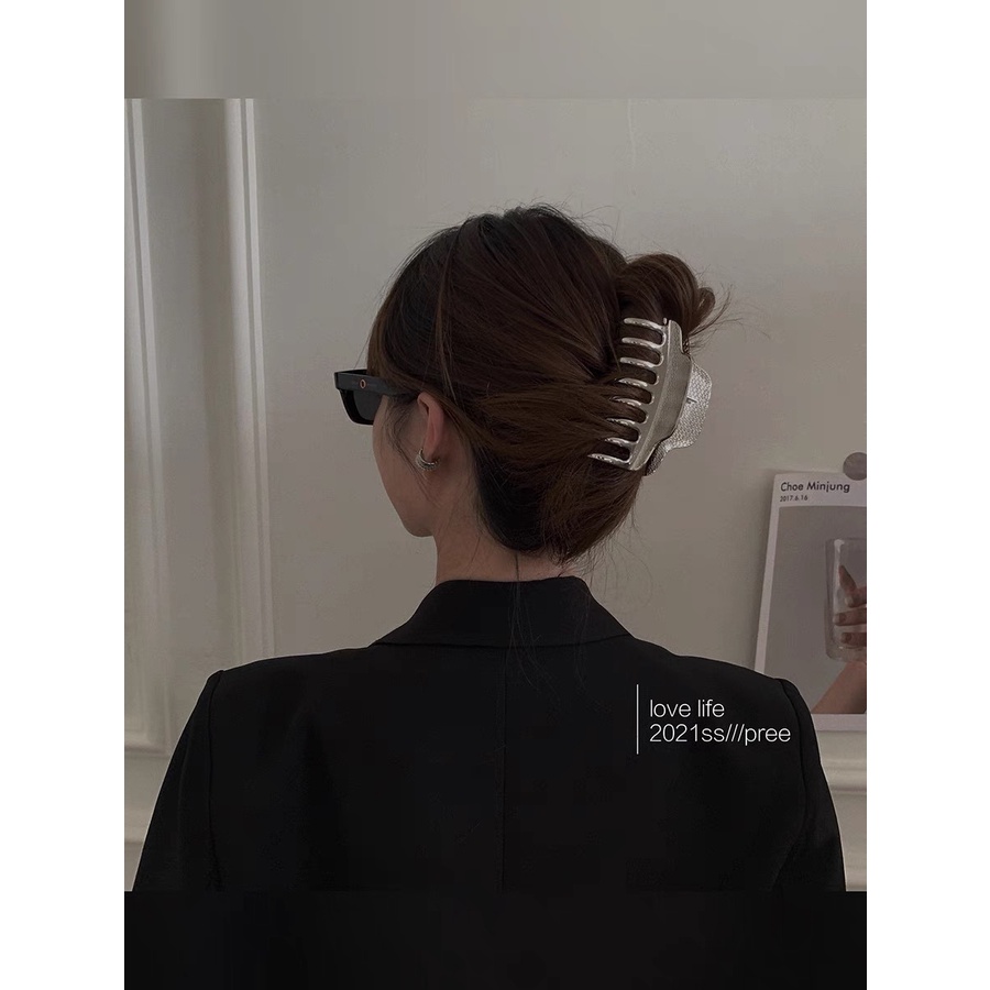 Kẹp hàm cá mập kim loại bạc lớn chắc tóc, kẹp cặp ngoạm phụ kiện nữ thời trang Filibra KT035