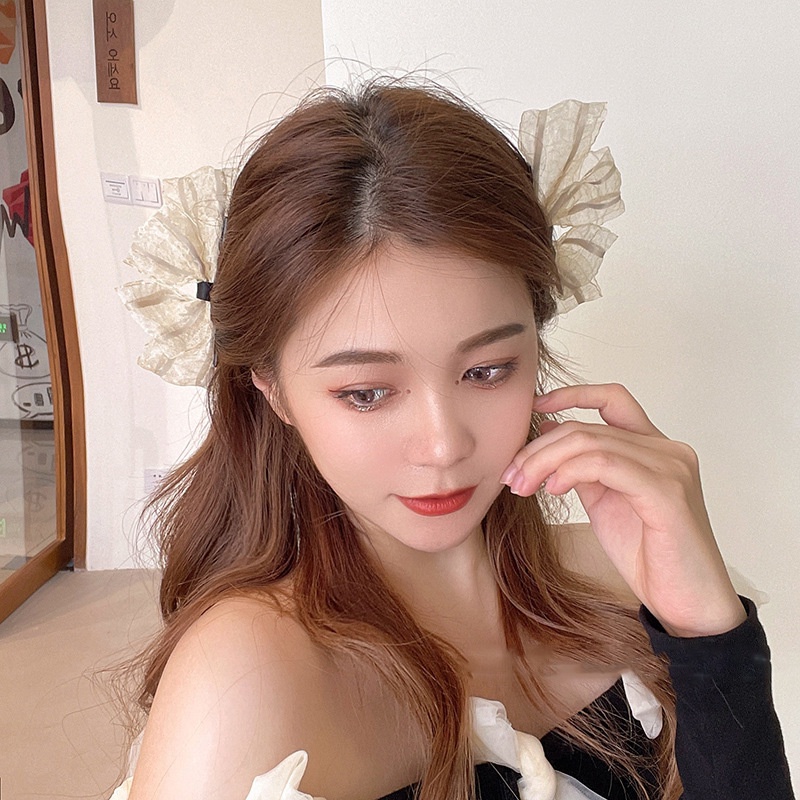 Kẹp Tóc Đính Nơ Ren Phong Cách Hàn Quốc Thời Trang Đơn Giản Dành Cho Nữ