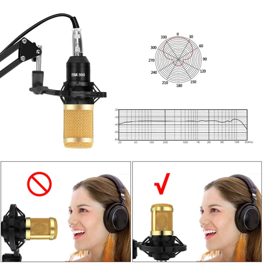 Micro Thu Âm Studio Woai Chang BM-900 - Chính Hãng Tặng Kèm Giá Đỡ Màng Lọc - Bảo Hành 6 Tháng