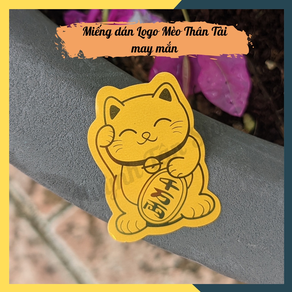 Miếng dán Mèo Thần Tài vẫy tay, mạ vàng, trang trí ốp lưng điện thoại ý nghĩa chiêu tài, hút lộc,may mắn,bình an giá rẻ