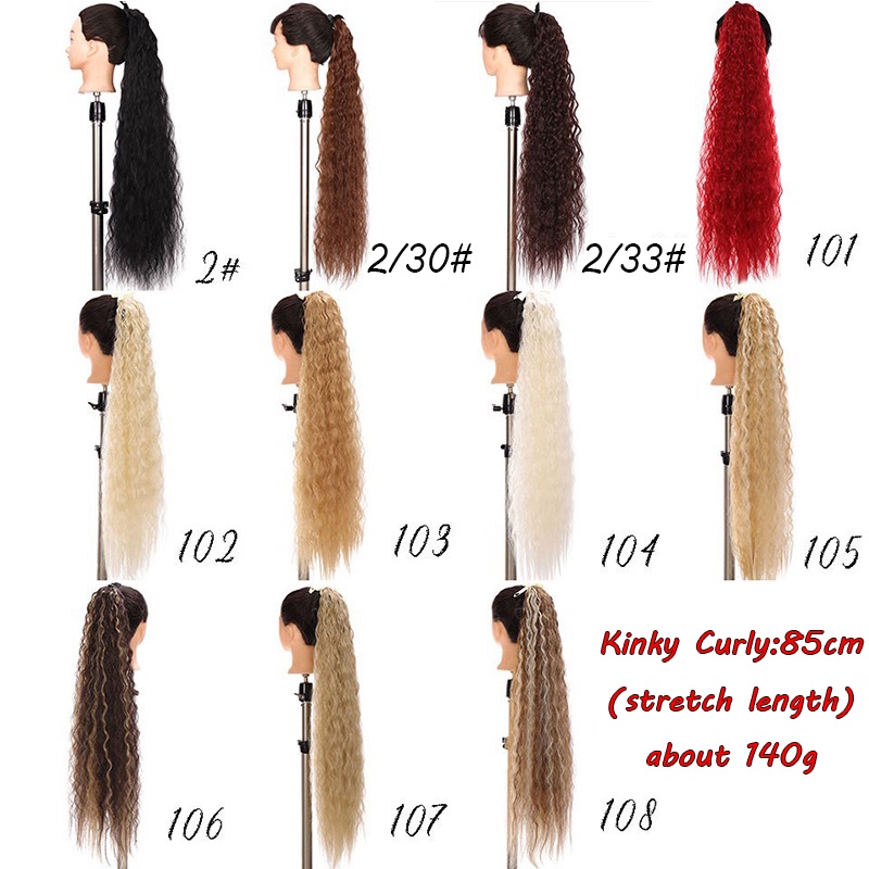Tóc Giả Đuôi Ngựa Dài 85cm Uốn Xoăn Phối Ruy Băng