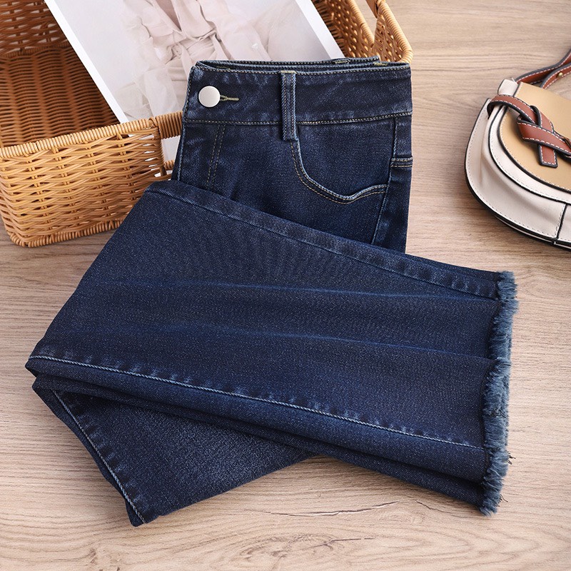 Quần Jean Nữ OoKi Cạp Cao Ống Bass Cotton co Giãn 4 Chiều Quần Bò Nữ Ống Loe Dáng Skinny 40- 65Kg