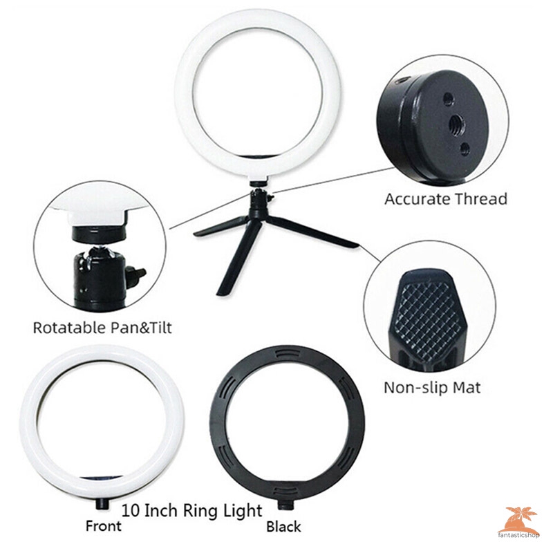 【COD】 10 Inch LED Ring Light Lamp Selfie Camera Phone Studio Tripod Stand Video Dimmable Adjustable Angle New