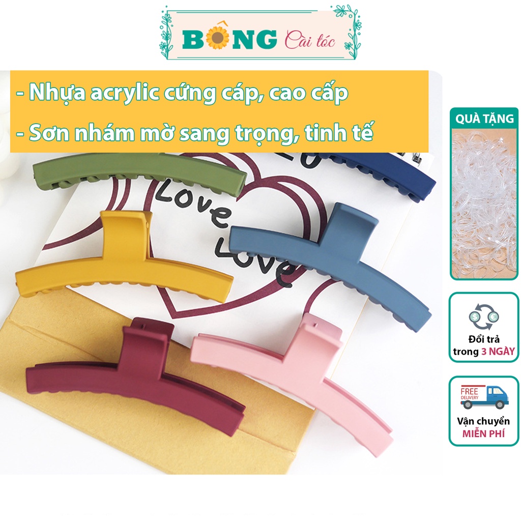 Kẹp tóc càng cua phong cách Hàn Quốc chất liệu nhựa hình vòng cung kích thước lớn nhiều màu sắc KN20 - kẹp BÔNG Cài Tóc
