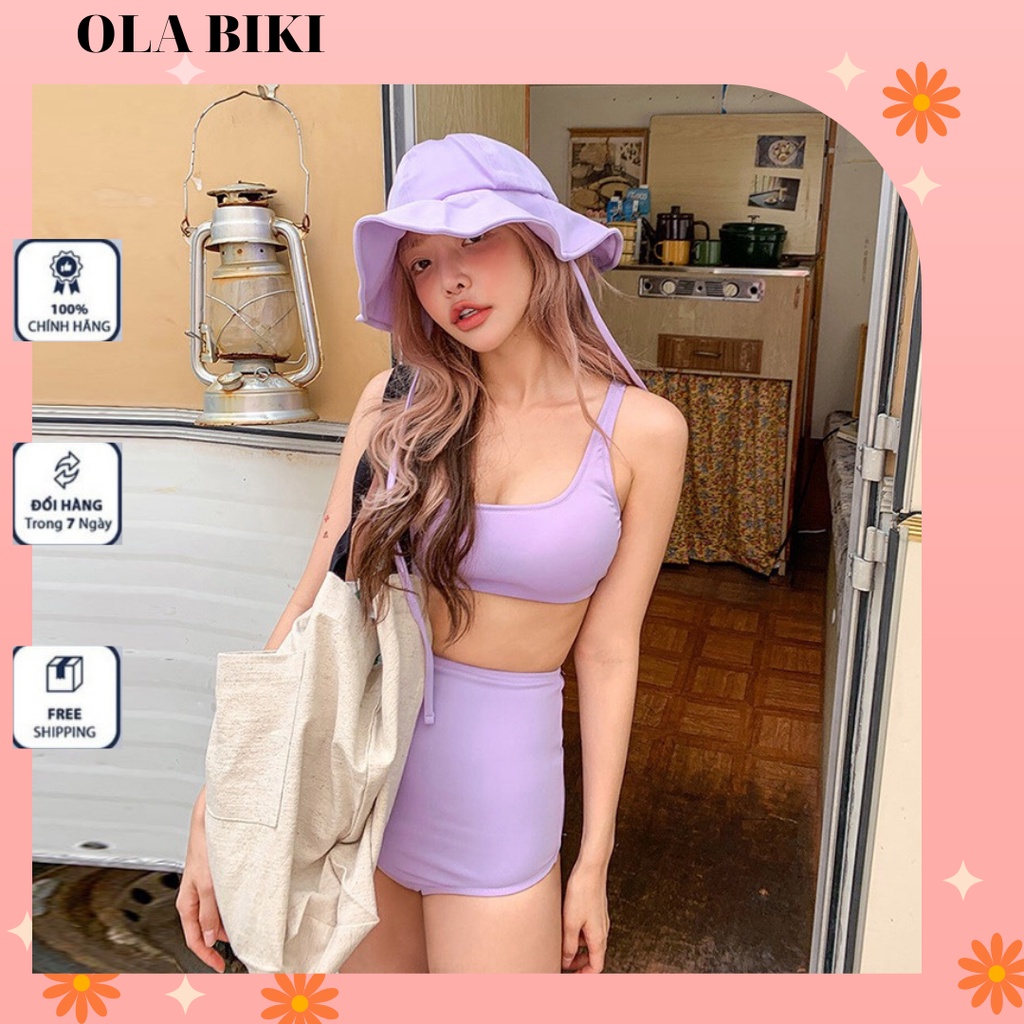 Bộ đồ đi biển 2 mảnh_ set 3 món_sẵn M tím, - OLA BIKINI BH02