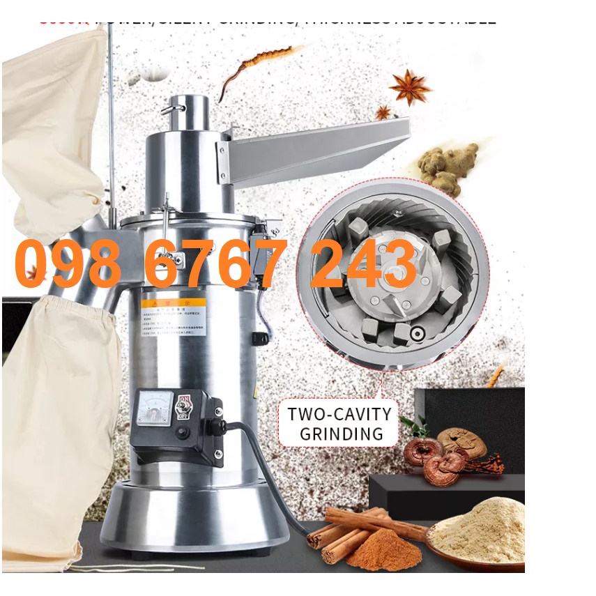 Máy nghiền, tán mịn bột thuốc đông y. Máy DF20 dạng 6 búa inox