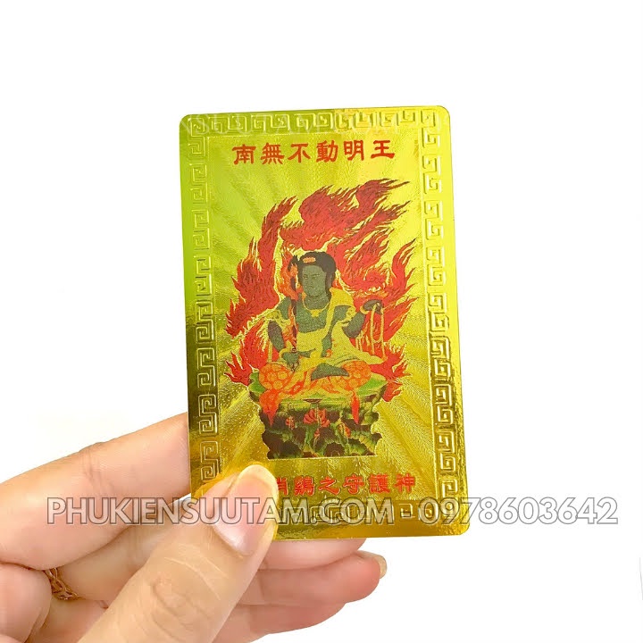 Thẻ Kim Bài Phật Bản Mệnh Tuổi Dậu - Phật Bất Động Minh Vương, kích thước: 8.2cmx5.2cmx0.5cm - SP005725