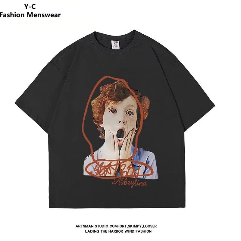 Áo Thun Nam Tay Ngắn Phong Cách Hip Hop Đường Phố Size M-8XL