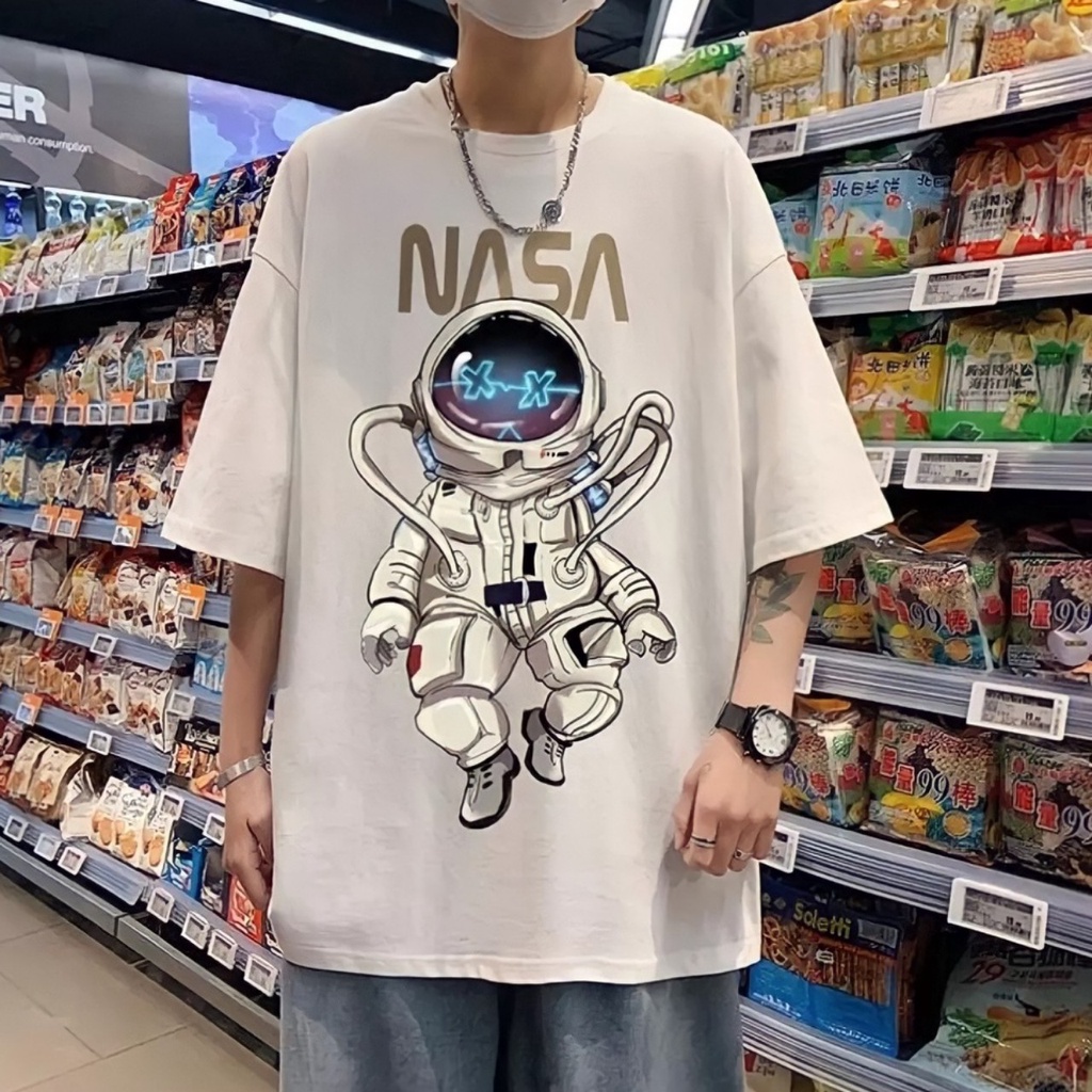 Áo thun tay lỡ unisex NASA Coca Store, Áo phông nam nữ form rộng, có hình ảnh video thật C01