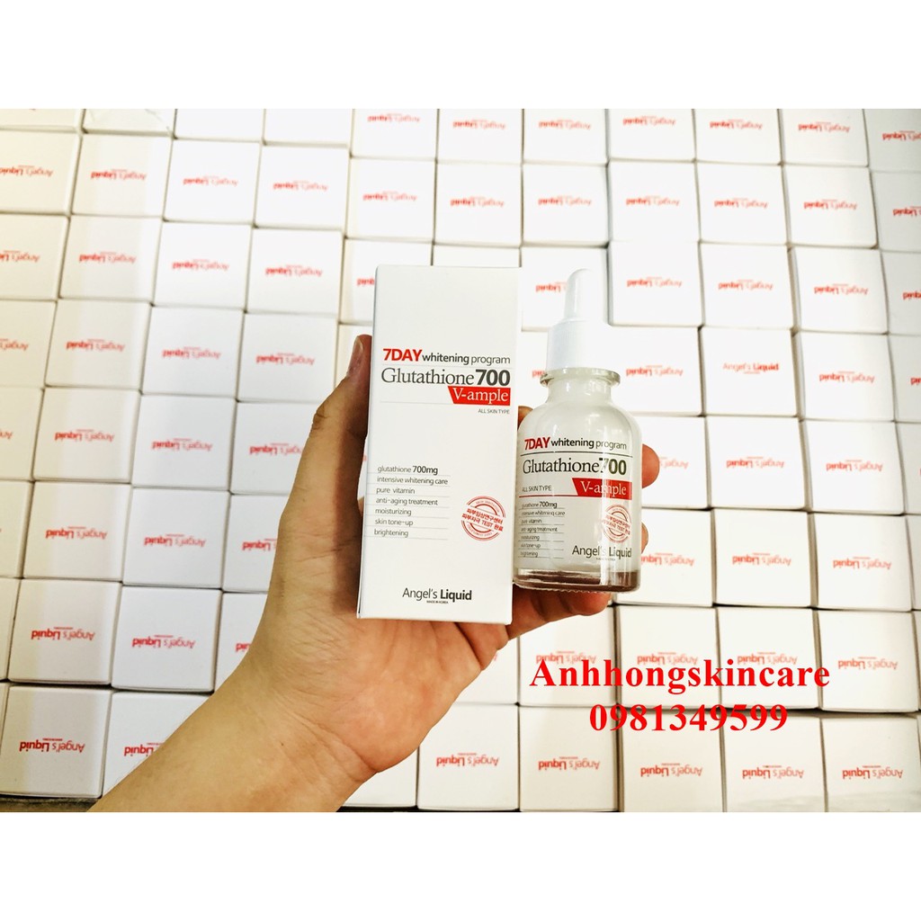 Serum dưỡng trắng và cấp ẩm Angel's Liquid 7Day Whitening Program Glutathione 700 V-Ample 30ml