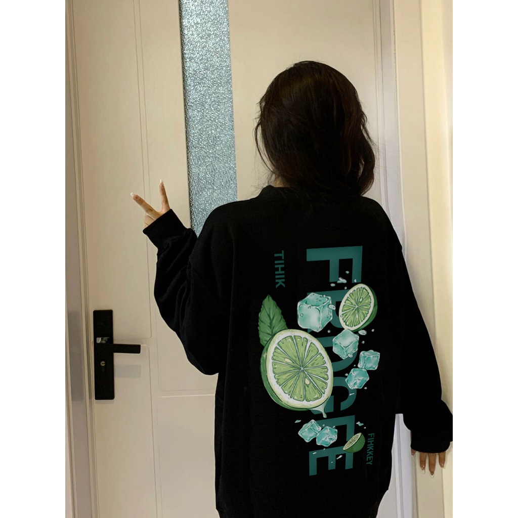SELVZE Áo sweater Cotton Tay Dài Cổ Tròn Dáng Rộng Phong Cách Đường Phố Mỹ Chất Lượng Cao