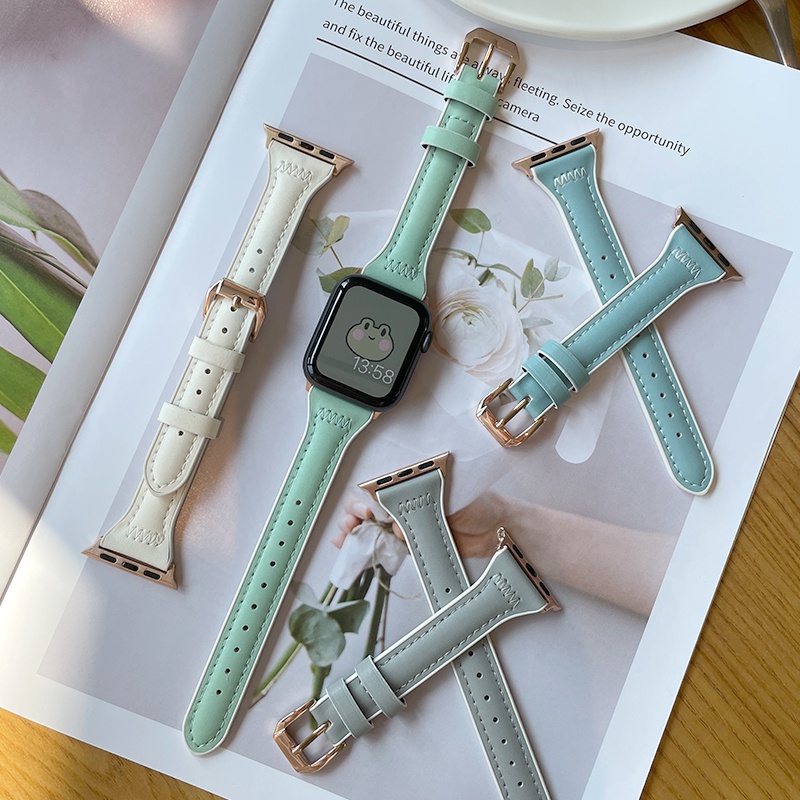 Dây Đeo Đồng Hồ Bằng Da Silicon Mềm Màu Kẹo Ngọt Cho iwatch Series 7 6 SE 5 4 3 2 1 41mm 45mm 44mm 44mm 40mm 42mm 38mm