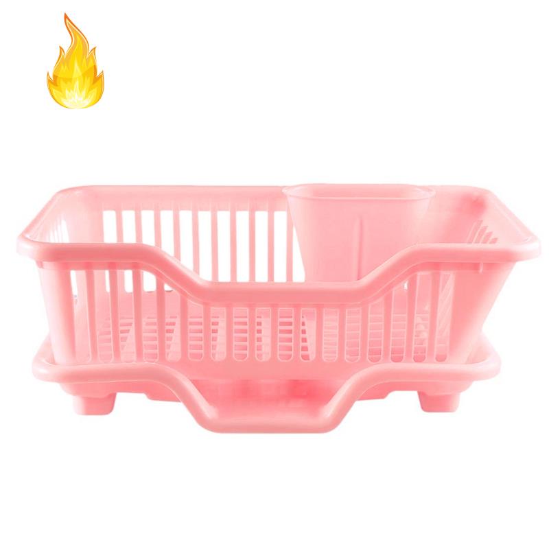 Rổ Nhựa Đựng Đồ Rửa Chén Ráo Nước Màu Hồng Thân Thiện Với Môi Trường 17.5 x 9.5 x 7INCH