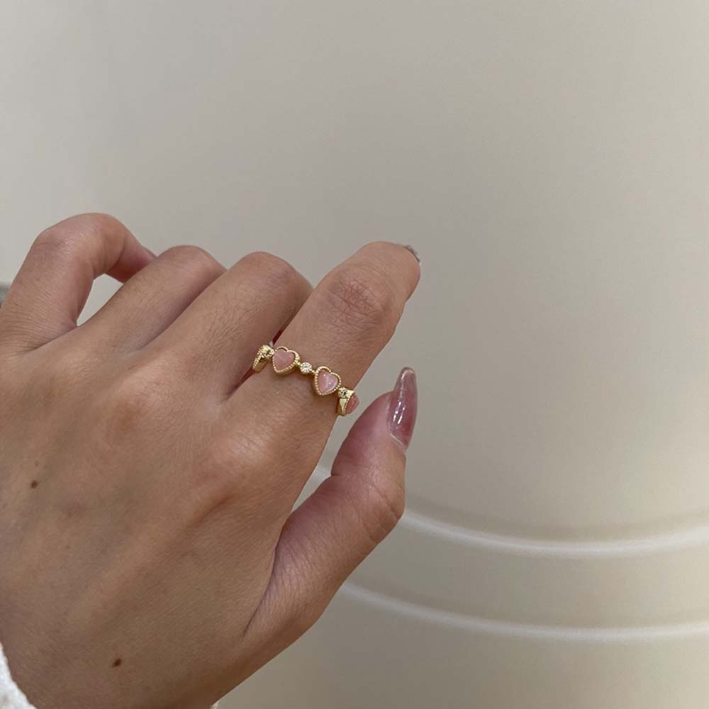 Nhẫn hở đính đá Opal 2LIFE hình trái tim phong cách Hàn Quốc ngọt ngào thời trang cho nữ