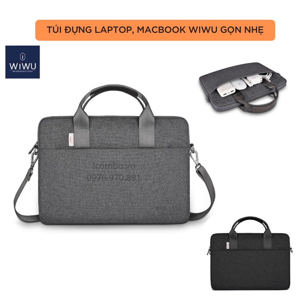 Túi chống sốc laptop, macbook có quai đeo chính hãng wiwu gọn nhẹ, chống nước 13inch 14inch 15inch 15.6inch - W02