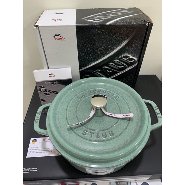 🇩🇪 NỒI GANG CAO CẤP STAUB XANH Mint SALBEI 24cm - 3,7L MADE IN FRANCE sản xuất thủ công tại Pháp