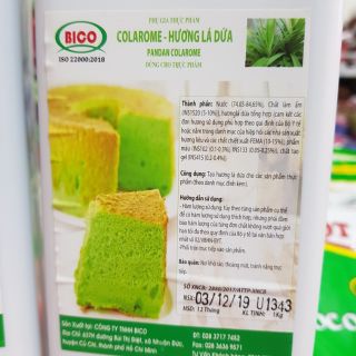 Hương lá dứa có màu BICO chai 1 lít