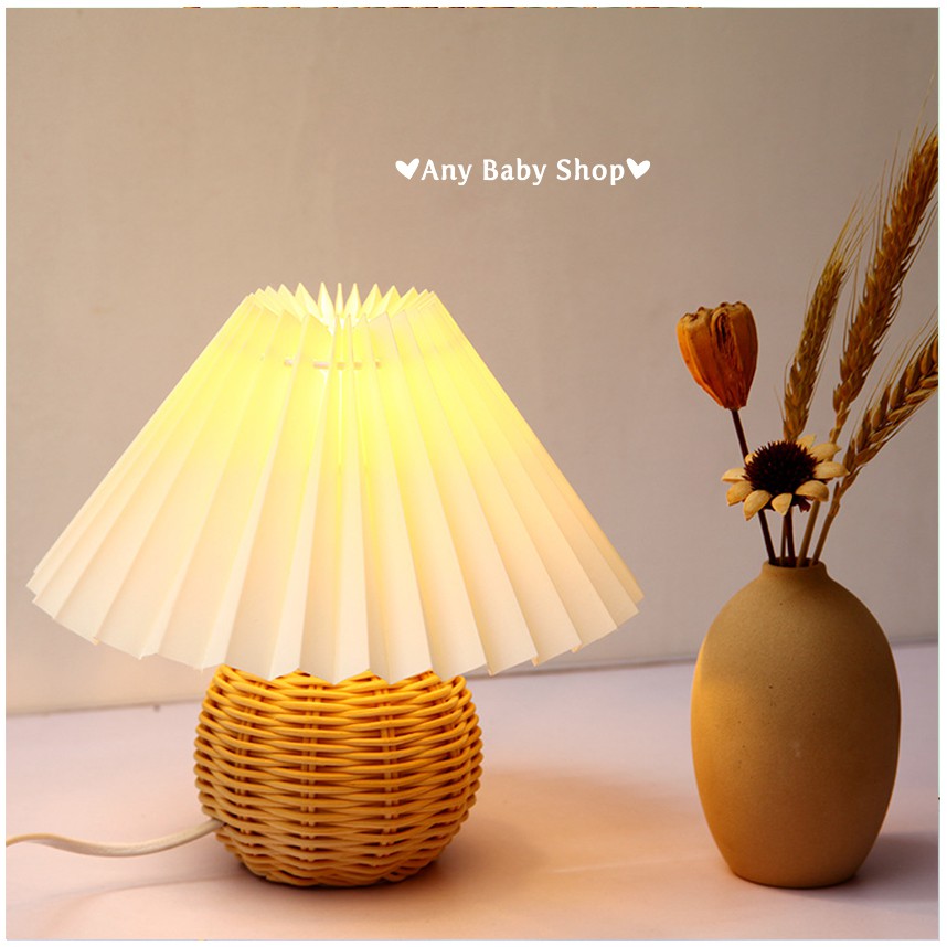 Đèn ngủ để bàn đế mây 3 chế độ màu Vintage phong cách Hàn Quốc decor phòng,quán siêu lung linh(hàng có sẵn)❣❣