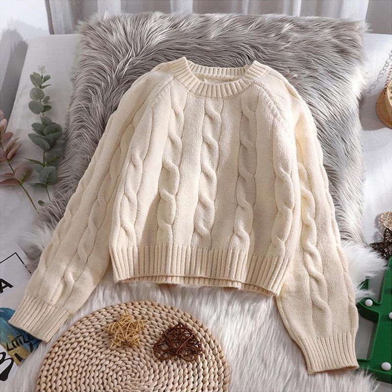Áo sweater Dệt Kim Tay Dài Dáng Rộng Lưng Cao Thời Trang Mùa Thu 2022 Cho Nữ