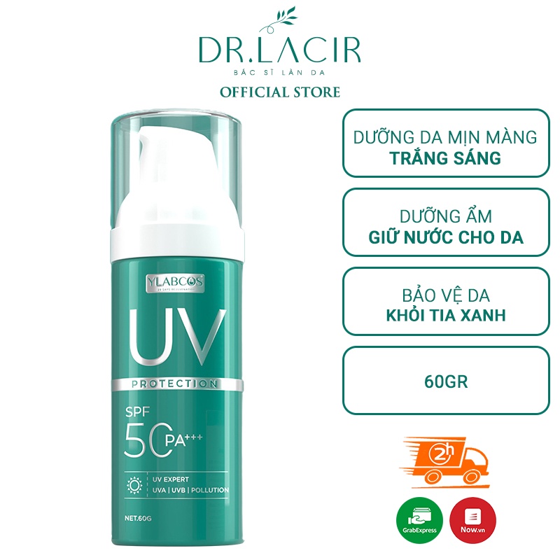 Kem chống nắng đa tầng giúp chống nắng,dưỡng trắng da,mờ thâm, SPF 50PA+++ Uv Protection Ylabcos DR.LACIR Hộp 60g DR122