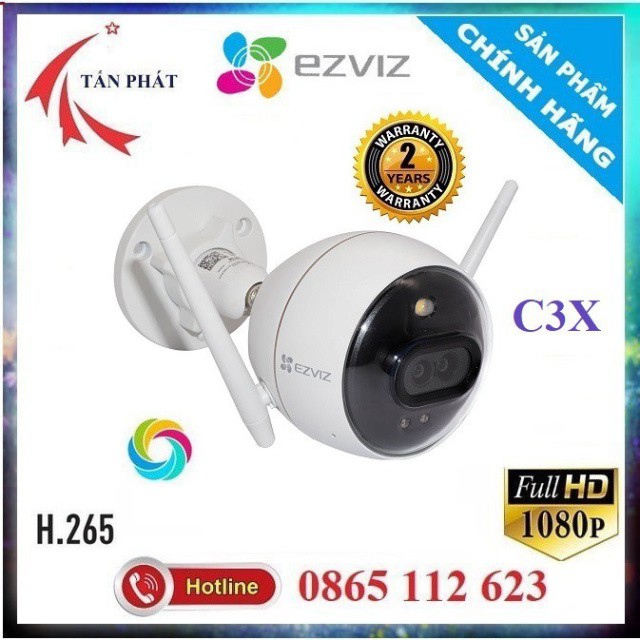 Camera 2M IP WIFI Ngoài Trời Thông Minh EZVIZ C3X  MÀU BAN ĐÊM 1080P FullHD CV310 C3W C3WN HIKVISION [BH 24TH] - Shop