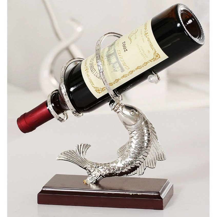 GIÁ ĐỂ CHAI RƯỢU VANG HÌNH CÁ CHÉP MAY MẮN