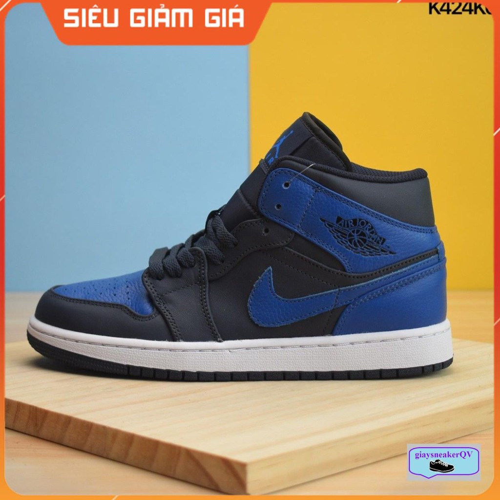 Giày thể thao Air Jordan 1 Retro Black Royal Blue cổ cao năng động, siêu nhẹ dành cho nam và nữ