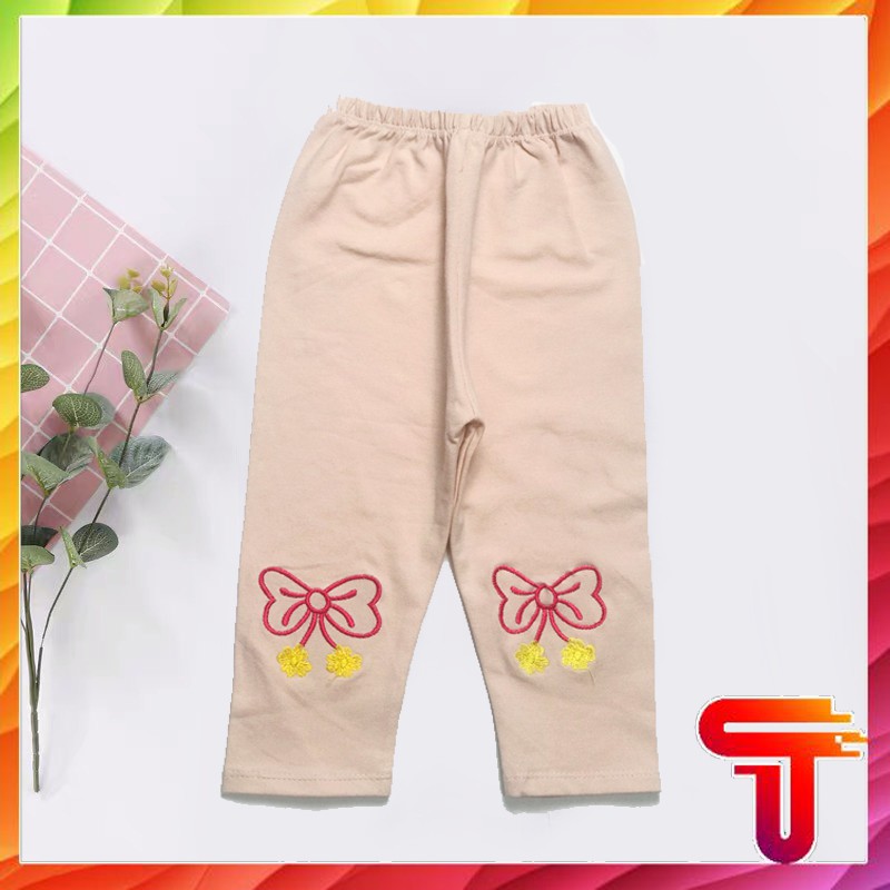 QUẦN LEGGING THÊU HÌNH CỰC XINH CHO BÉ GÁI (hình thật)