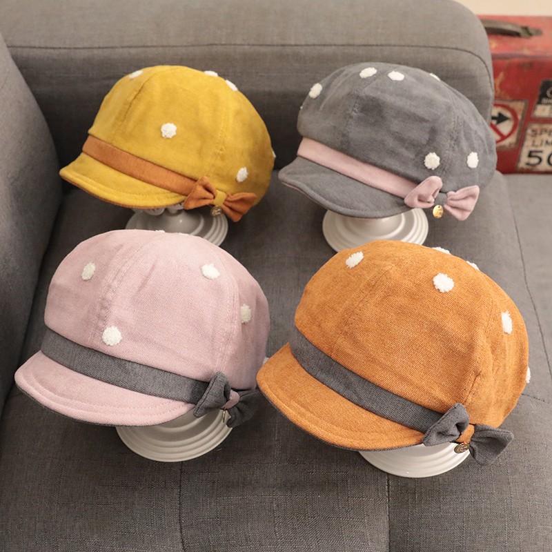 Nón beret đính nơ phong cách Hàn Quốc cổ điển xinh xắn dành cho bé gái