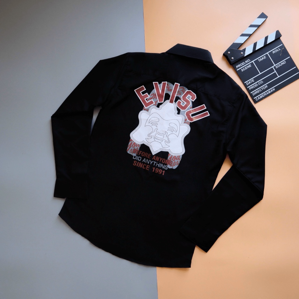 Áo Sơ Mi Nam Dài Tay Evissu Hình Thêu Form Chuẩn Chất Kate Mát Thấm Hút Mồ Hôi Tốt [NEW UNISEX]