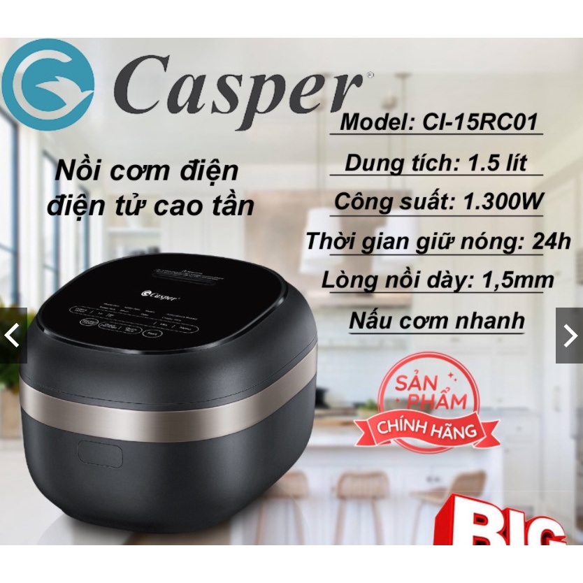 Nồi cơm điện tử cao tần Casper CI-15RC01, bền đẹp, sang trọng, an toàn, chất lượng đảm bảo, tiện lợi