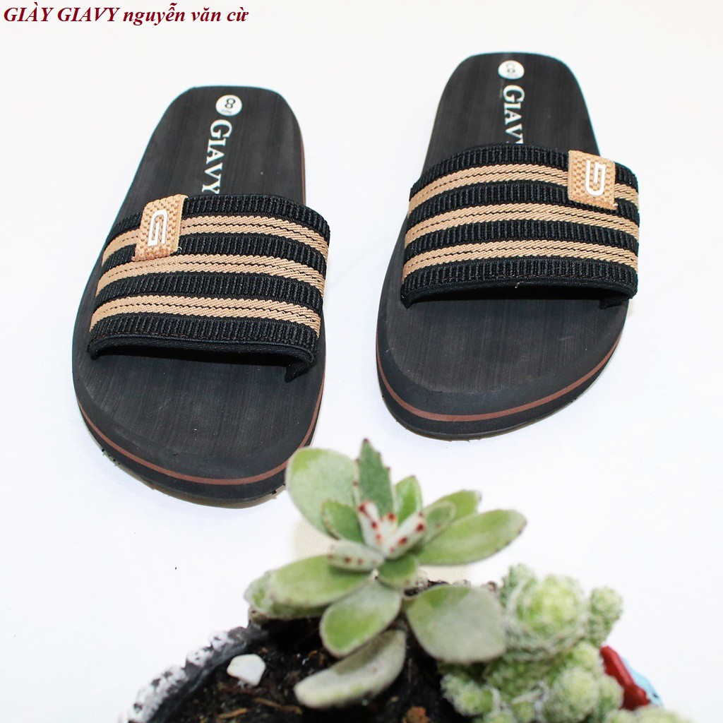 Dép xốp nữ quai ngang sọc mix màu M12 - GIAVY