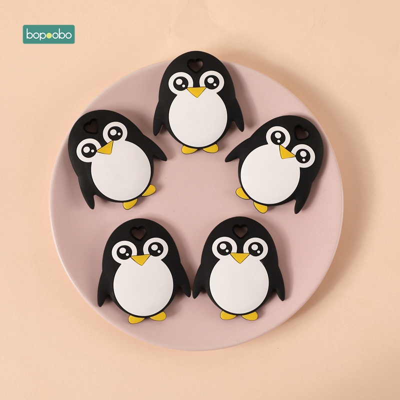 1 cái silicone động vật tình yêu chim cánh cụt Teether BPA miễn phí silicone Teethers