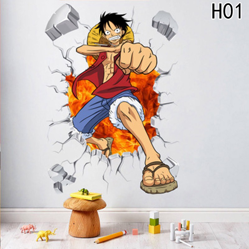 Đề can dán tường trang trí hình nhân vật Luffy trong phim One Piece