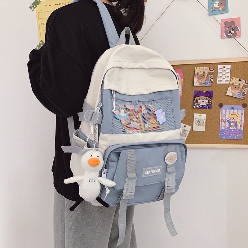 Balo Nam Nữ Unisex Màu Đen Hồng Xanh Rêu Xanh Dương Chất Canvas Đẹp Phong Cách Ulzzang Đi Học Đi Chơi Đi Du Lịch