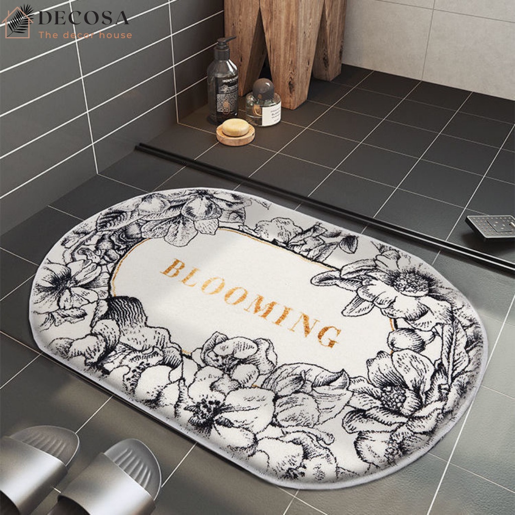 Thảm chùi chân chống trượt in họa tiết Vintage DECOSA