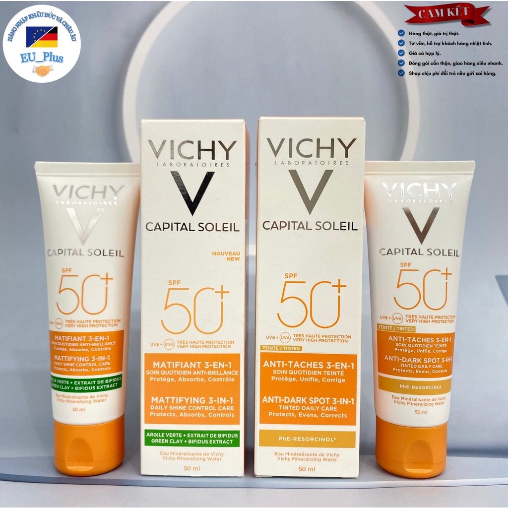 Kem Chống Nắng Vichy Capital Soleil mattifying 3 in 1 SPF 50 – 50ml - da dầu