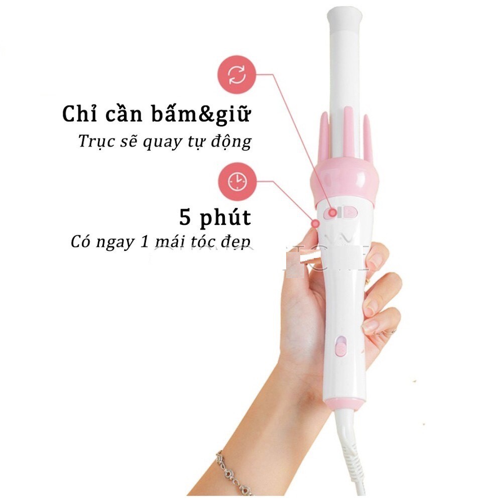 Máy Uốn Xoăn Tóc Tự Động Xoay 360 Cao Cấp
