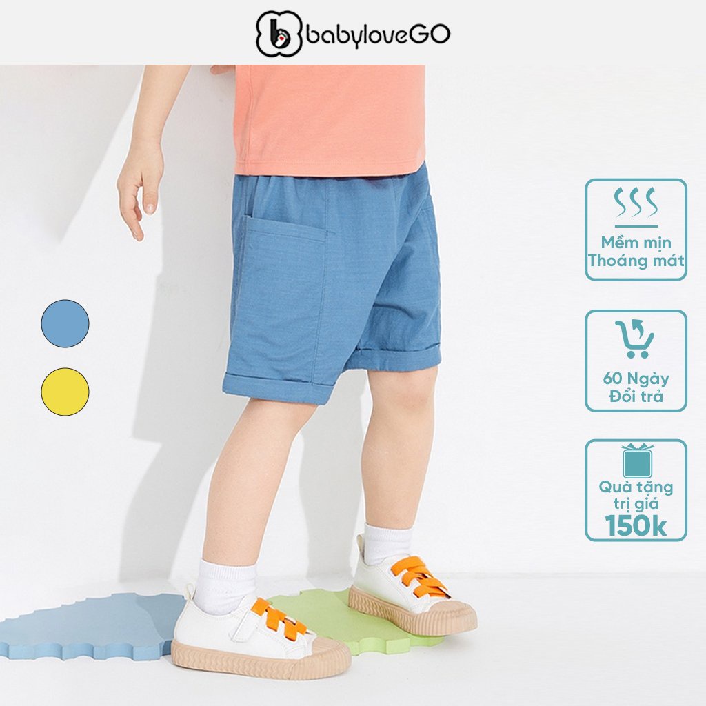 Quần short bé trai BabyloveGO chất liệu đũi túi hộp rộng rãi thoáng mát QD001