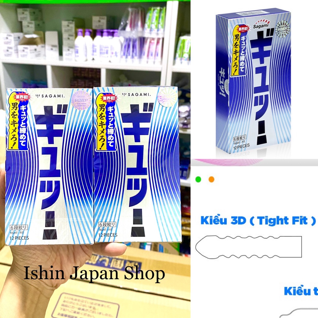 Bao cao su Sagami Tight Fit Thiết kế lượn sóng nhật bản