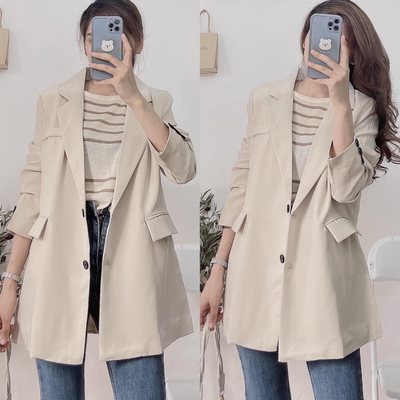 [Ảnh thật/Video Blazer Retro 2 lớp phong cách Âu Mỹ Áo vest tông màu độc lạ